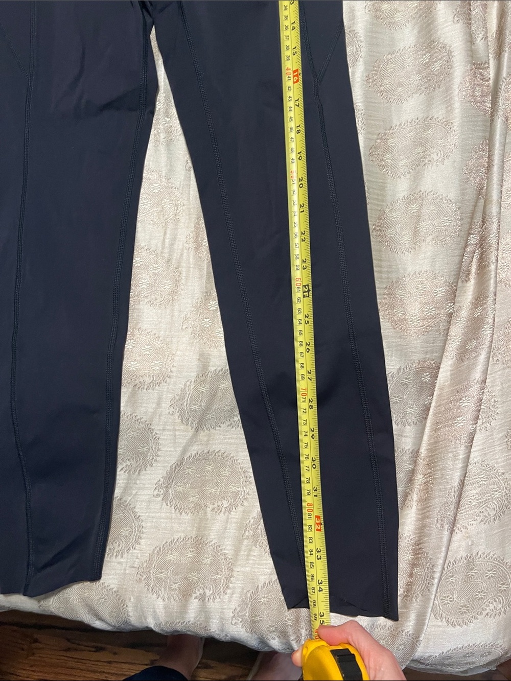 Peloton Black Leggings with Teal Logo Accent - Picture 3 of 4